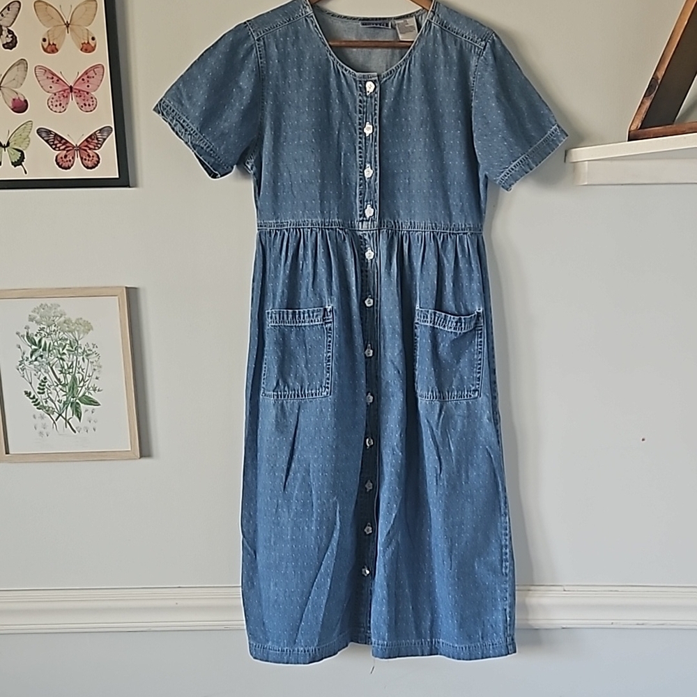 Vintage Blue Denim Button-Down Dress